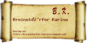 Breinstörfer Karina névjegykártya